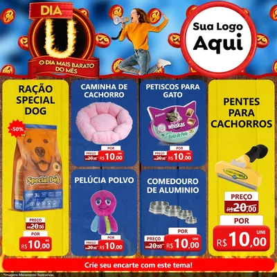 Modelo de Rede Social para Feed Facebook com o tema Dia U - O Dia Mais Barato Do Mês para Pet Shop