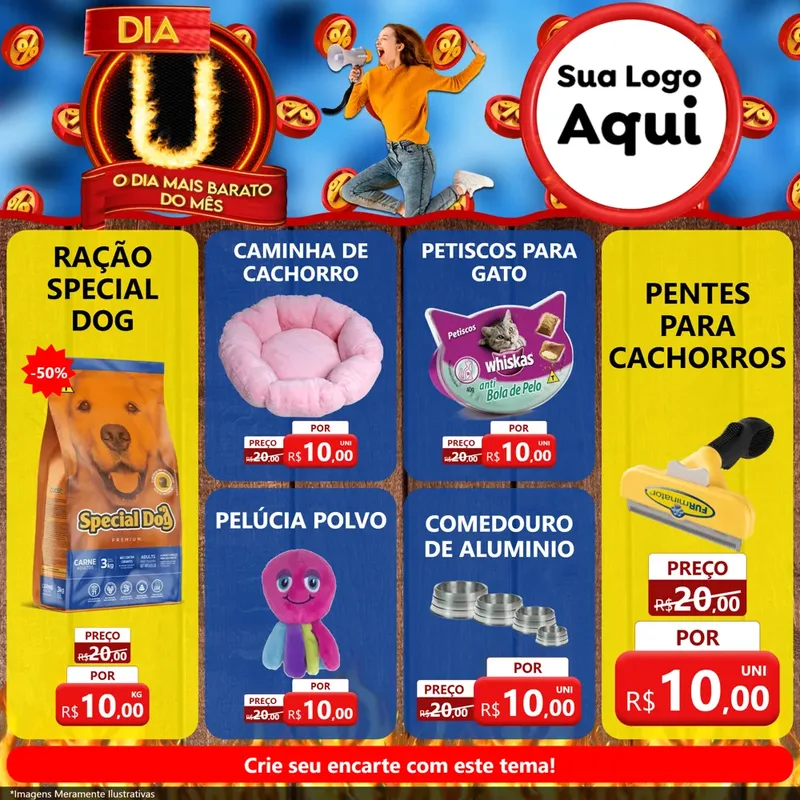 Modelo de Rede Social para Feed Facebook com o tema Dia U - O Dia Mais Barato Do Mês para Pet Shop