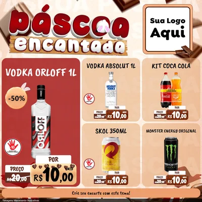 Modelo de Rede Social para Feed Facebook com o tema Páscoa Encantada para Distribuidora de bebidas