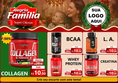 Modelo de Encarte para Encarte A4 Horizontal com o tema Alegria Em Família - Super Ofertas para Suplementos alimentares
