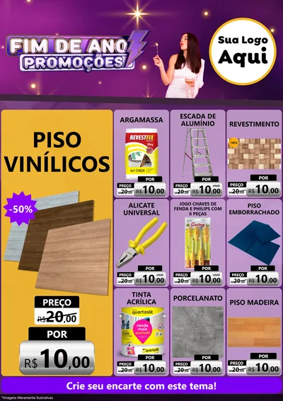 Modelo de Encarte para Encarte A4 Vertical com o tema Fim de Ano Promoções para Material para Construção