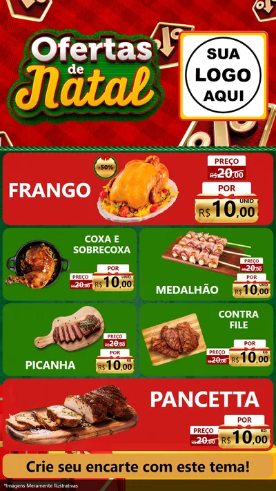 Modelo de TV para TV Vertical com o tema Ofertas de Natal para Assados