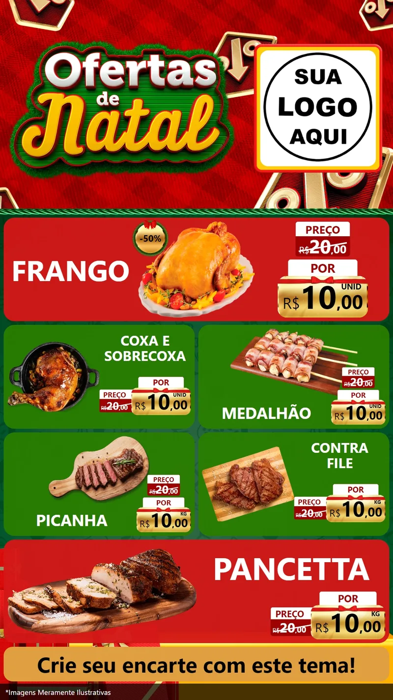 Modelo de TV para TV Vertical com o tema Ofertas de Natal para Assados