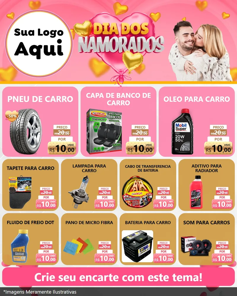 Modelo de Rede Social para Feed Instagram com o tema Dia dos Namorados para Auto peças