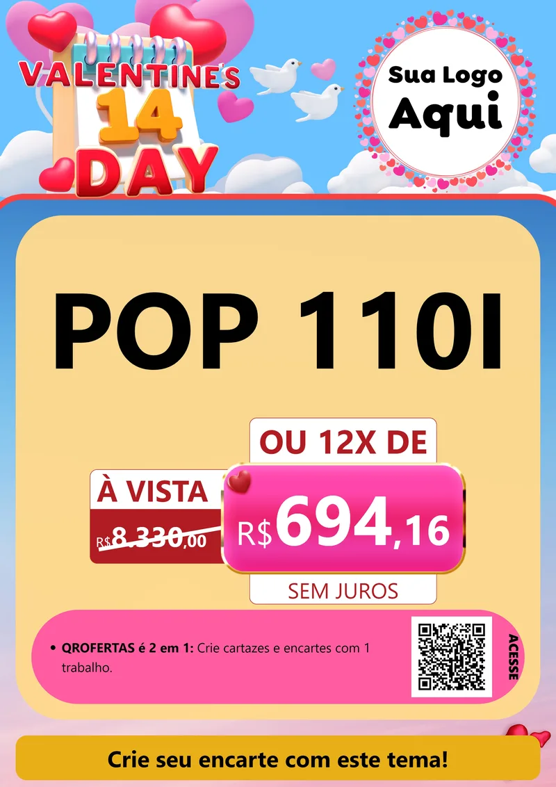 Modelo de Cartaz para Cartaz A4 Vertical com o tema Valentine's Day para Concessionaria de Motos