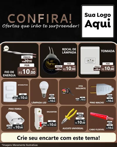 Modelo de Rede Social para Feed Instagram com o tema Confira! Ofertas que irão te surpreender! para Materiais Elétricos