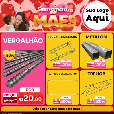 Modelo de Rede Social para Feed Facebook com o tema Semana Das Mães para Ferragens