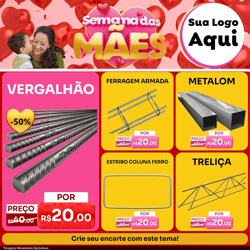 Modelo de Rede Social para Feed Facebook com o tema Semana Das Mães para Ferragens
