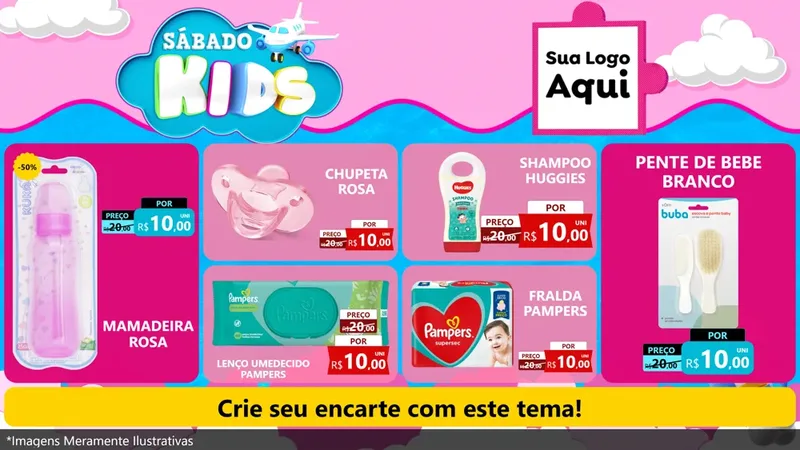Modelo de TV para TV Horizontal com o tema Sábado Kids para Bebês