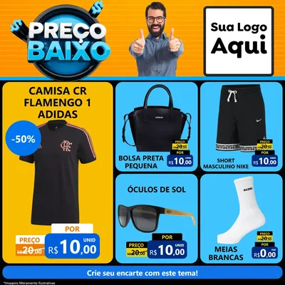 Modelo de Rede Social para Feed Facebook com o tema Preço Baixo para Roupas e acessórios