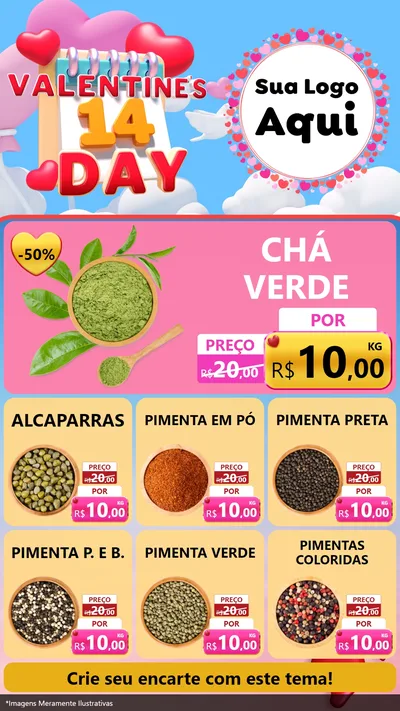 Modelo de Rede Social para Stories com o tema Valentine's Day para Produtos Naturais
