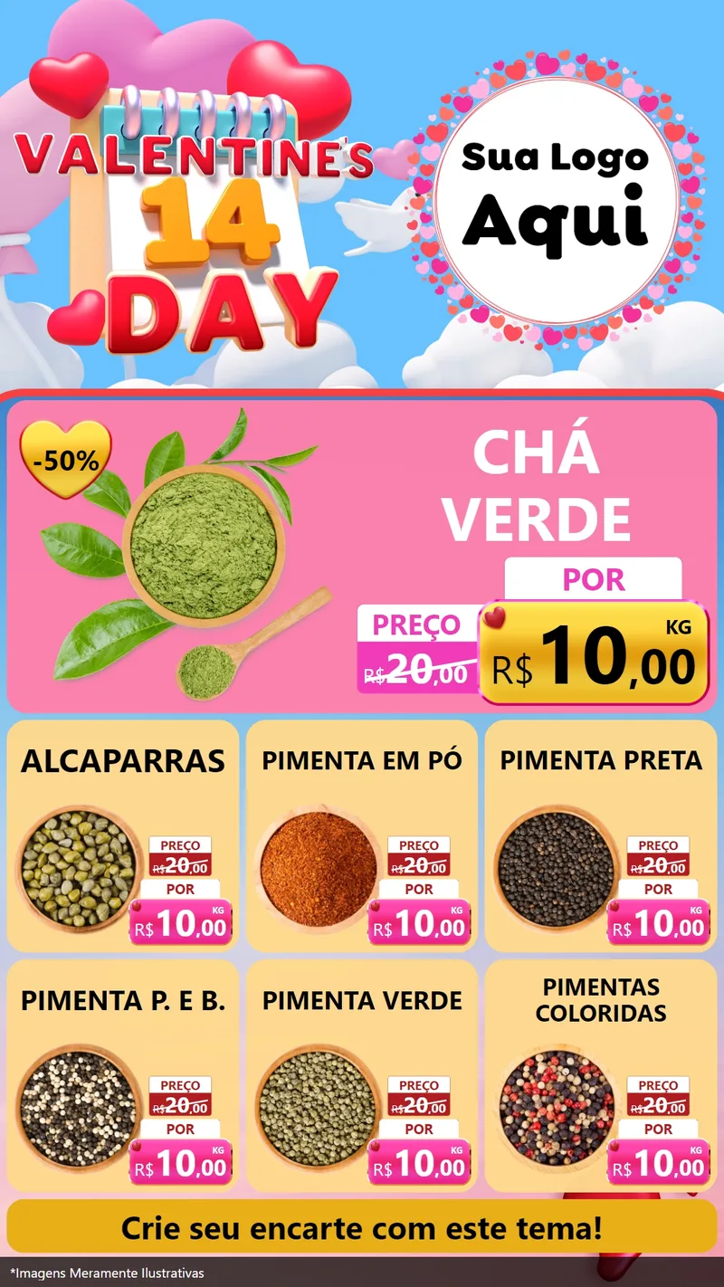 Modelo de Rede Social para Stories com o tema Valentine's Day para Produtos Naturais