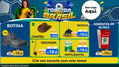Modelo de TV para TV Horizontal com o tema Torcida Vai Brasil - Copa para Agropecuária