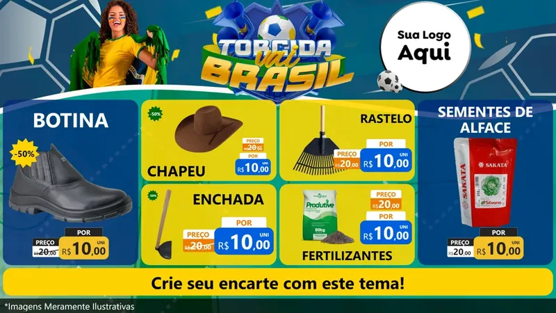 Modelo de TV para TV Horizontal com o tema Torcida Vai Brasil - Copa para Agropecuária