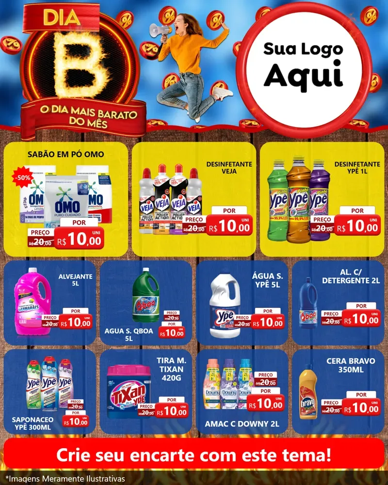 Modelo de Rede Social para Feed Instagram com o tema Dia B - O Dia Mais Barato Do Mês para Produtos de Limpeza