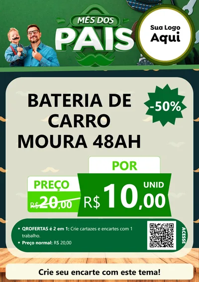 Modelo de Cartaz para Cartaz A4 Vertical com o tema Mês dos Pais para Baterias Elétricas