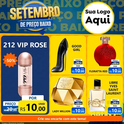 Modelo de Rede Social para Feed Facebook com o tema Setembro De Preço Baixo para Perfumes