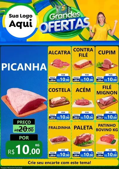 Modelo de Encarte para Encarte A4 Vertical com o tema Grandes Ofertas para Açougue