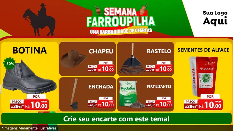 Modelo de TV para TV Horizontal com o tema Semana Farroupilha - Uma Barbaridade de Ofertas para Agropecuária