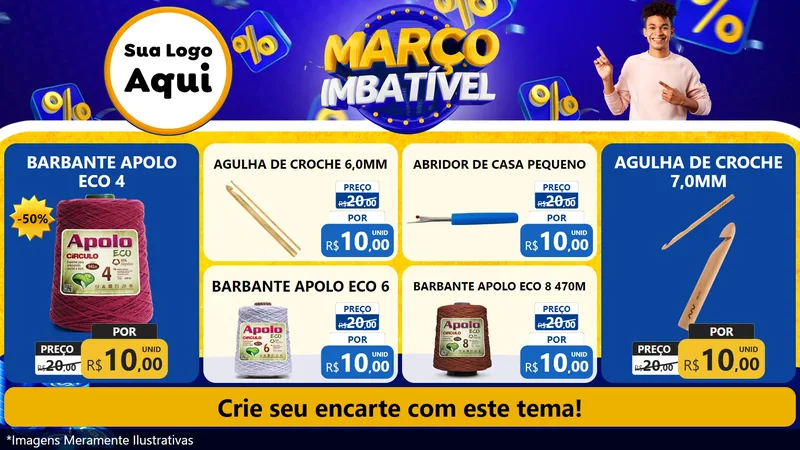 Modelo de TV para TV Horizontal com o tema Março Imbatível para Armarinho e Aviamentos