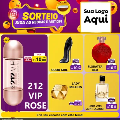 Modelo de Rede Social para Feed Facebook com o tema Sorteio para Perfumes