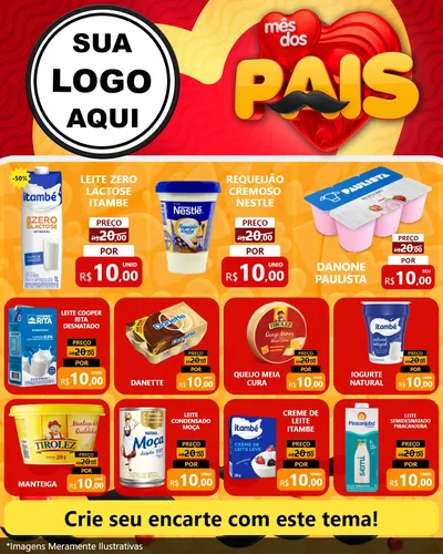 Modelo de Rede Social para Feed Instagram com o tema Mês Dos Pais para Frios e Laticínios