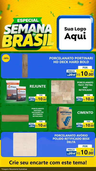 Modelo de TV para TV Vertical com o tema Especial Semana do Brasil para Pisos e revestimentos