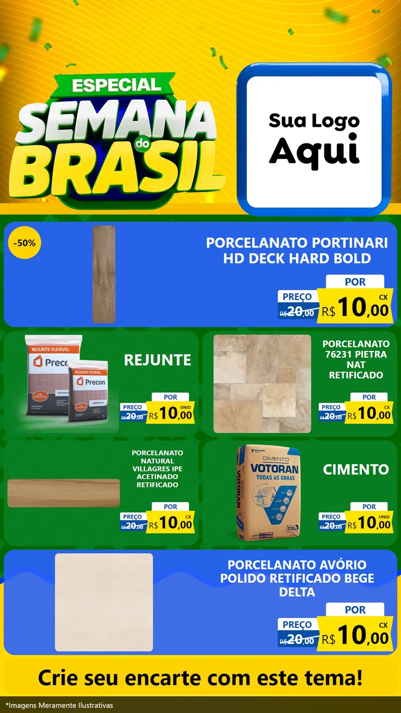 Modelo de TV para TV Vertical com o tema Especial Semana do Brasil para Pisos e revestimentos