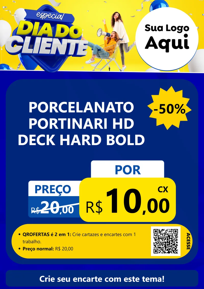 Modelo de Cartaz para Cartaz A4 Vertical com o tema Especial Dia do Cliente para Pisos e revestimentos