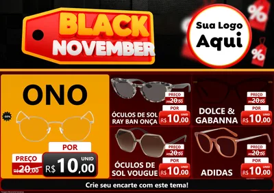 Modelo de Encarte para Encarte A4 Horizontal com o tema Black November para Óticas