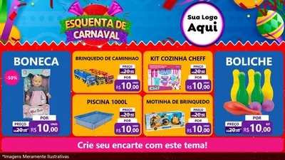 Modelo de TV para TV Horizontal com o tema Esquenta de Carnaval para Brinquedos