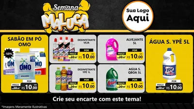 Modelo de TV para TV Horizontal com o tema Semana Maluca para Produtos de Limpeza