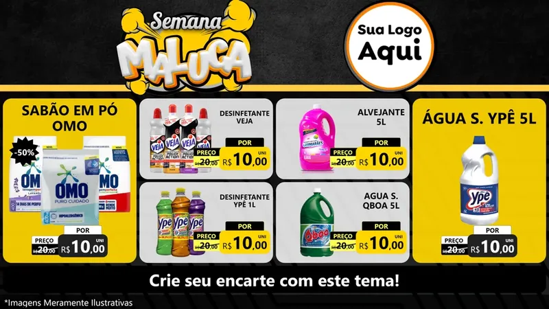 Modelo de TV para TV Horizontal com o tema Semana Maluca para Produtos de Limpeza