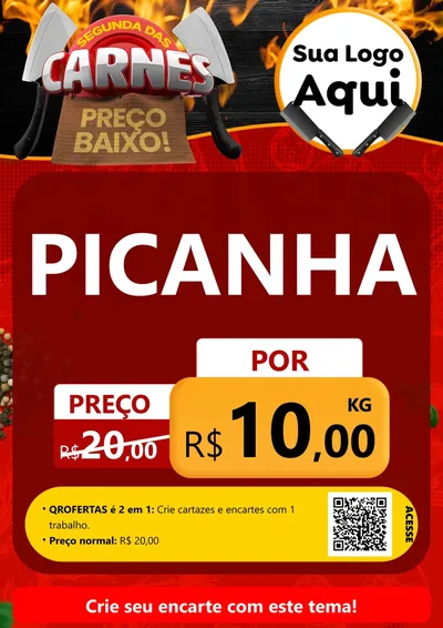 Modelo de Cartaz para Cartaz A4 Vertical com o tema Segunda das Carnes para Açougue