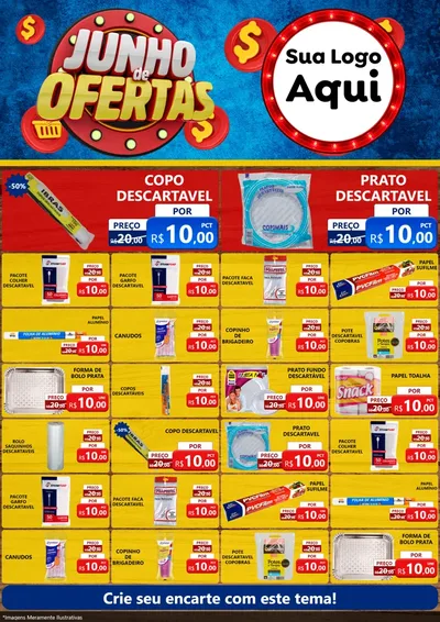 Modelo de Encarte para Encarte A4 Vertical com o tema Junho de Ofertas para Embalagens