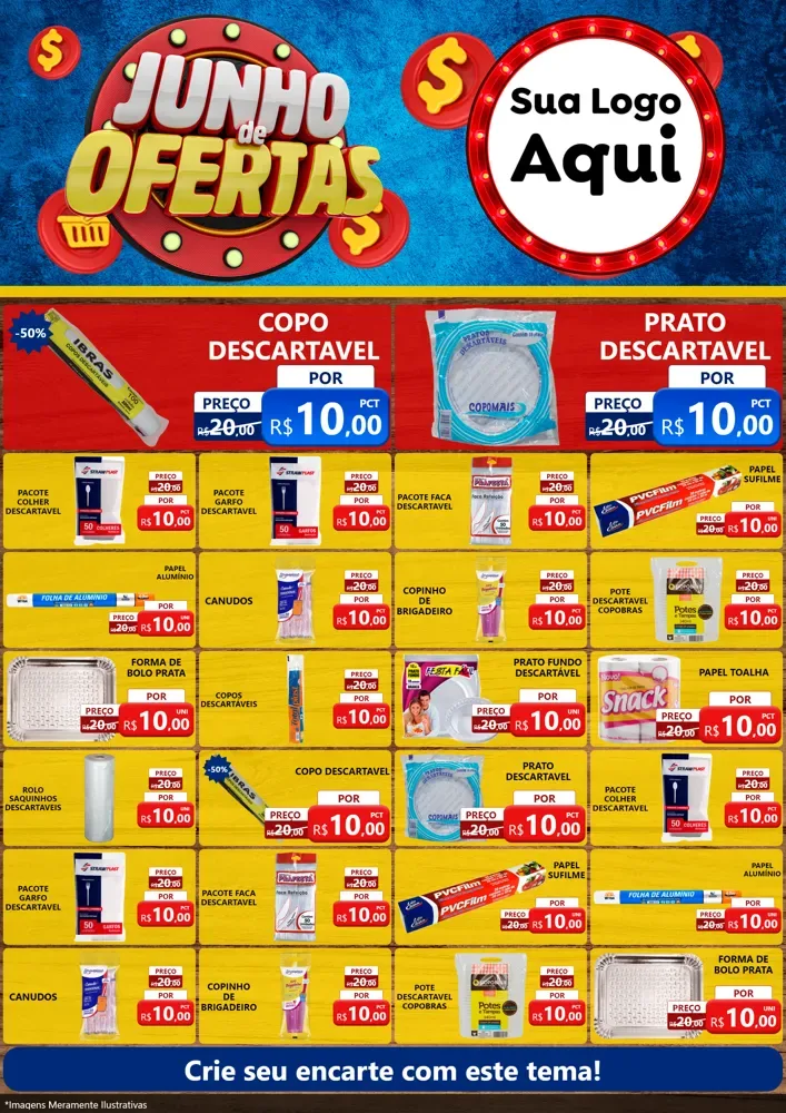 Modelo de Encarte para Encarte A4 Vertical com o tema Junho de Ofertas para Embalagens