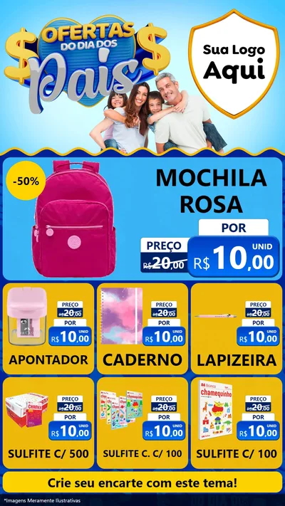 Modelo de Rede Social para Stories com o tema Ofertas do Dia dos Pais para Papelaria