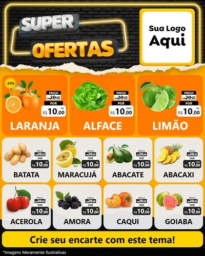 Modelo de Rede Social para Feed Instagram com o tema Super Ofertas para Hortifrúti