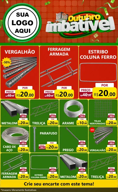 Modelo de Encarte para Encarte Grande com o tema Outubro Imbatível para Ferragens