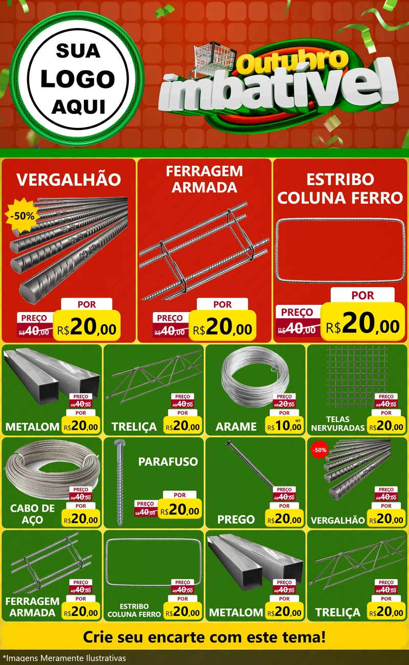 Modelo de Encarte para Encarte Grande com o tema Outubro Imbatível para Ferragens