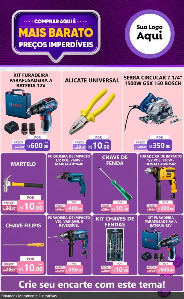 Modelo de Encarte para Encarte Grande com o tema Mais Barato para Maquinas e Ferramentas