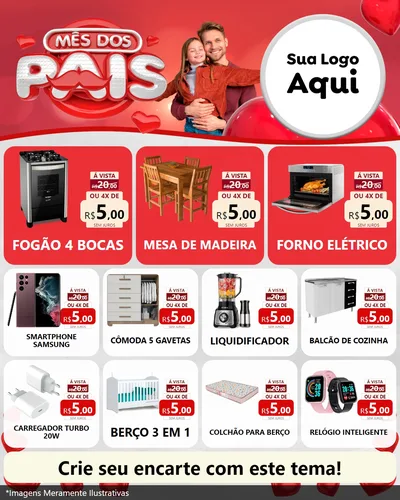 Modelo de Rede Social para Feed Instagram com o tema Mês dos Pais para Móveis e Eletro