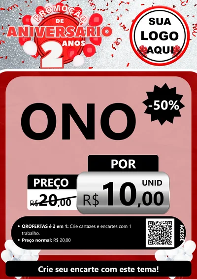 Modelo de Cartaz para Cartaz A4 Vertical com o tema Promoção de Aniversário - 2 Anos para Óticas