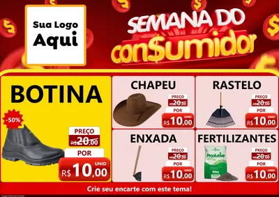 Modelo de Encarte para Encarte A4 Horizontal com o tema Semana do Consumidor para Agropecuária
