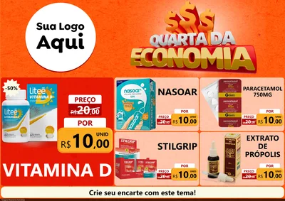 Modelo de Encarte para Encarte A4 Horizontal com o tema Quarta da Economia para Farmácia