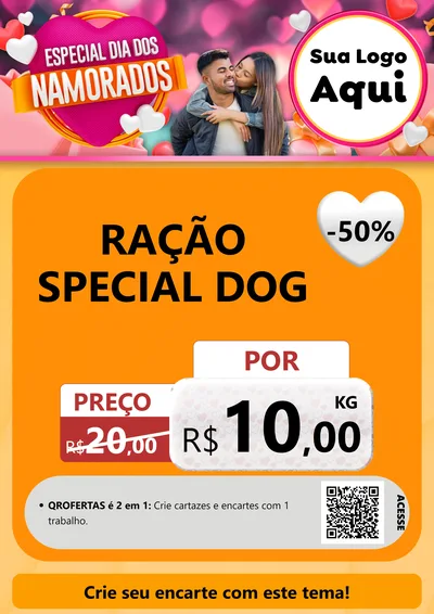 Modelo de Cartaz para Cartaz A4 Vertical com o tema Especial Dia dos Namorados para Pet Shop