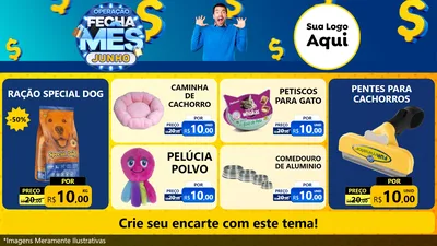 Modelo de TV para TV Horizontal com o tema Operação Fecha Mês, Junho para Pet Shop