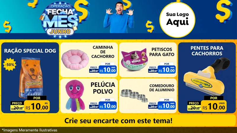 Modelo de TV para TV Horizontal com o tema Operação Fecha Mês, Junho para Pet Shop