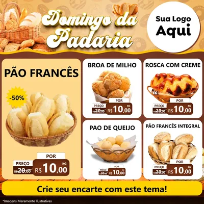 Modelo de Rede Social para Feed Facebook com o tema Domingo da Padaria para Padaria