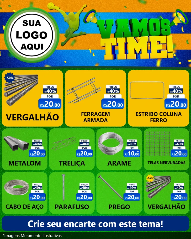 Modelo de Rede Social para Feed Instagram com o tema Vamos Time! para Ferragens